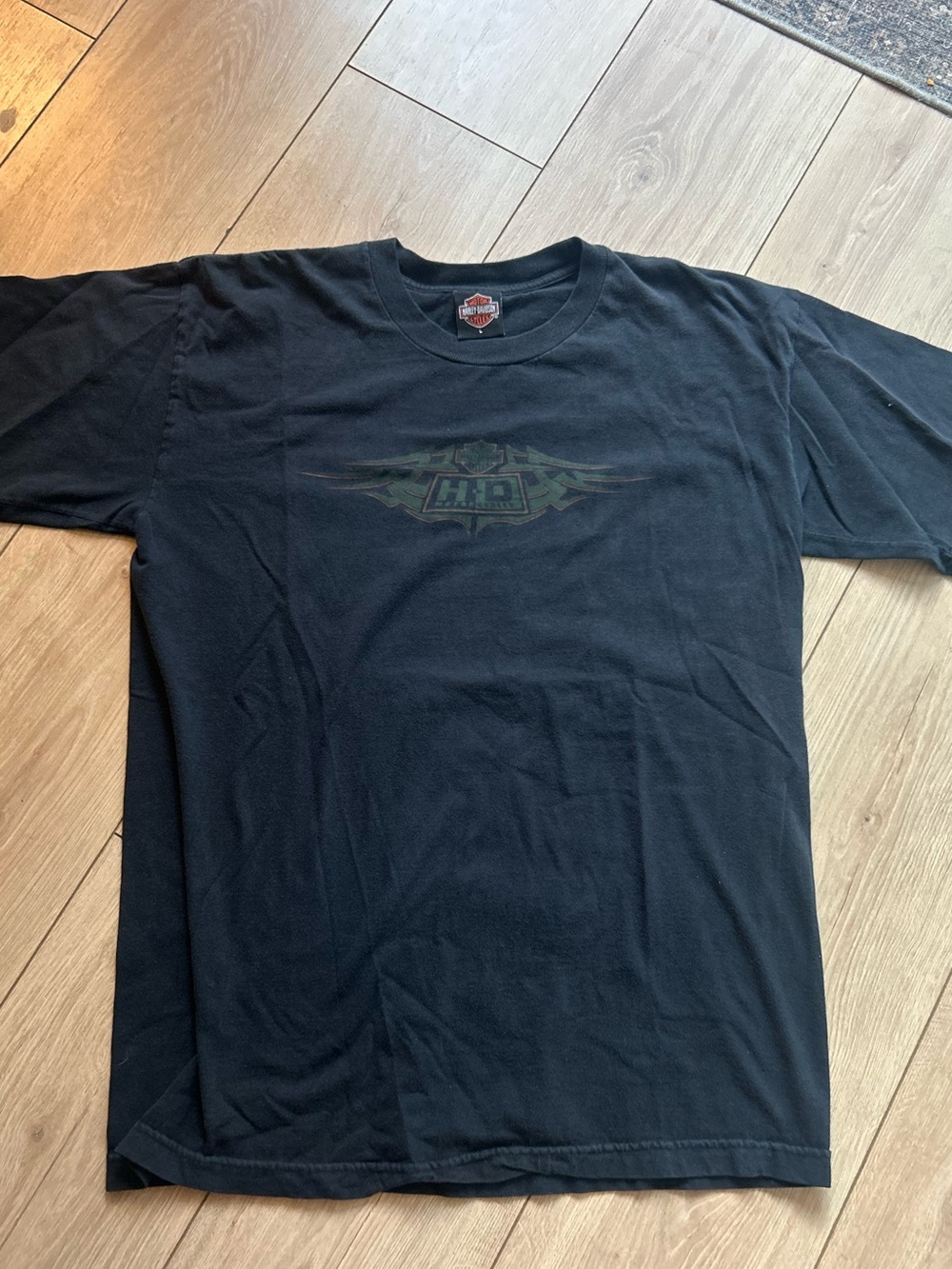 Harley-Davidson Black Short Sleeve Tee with Faded Winged Logo